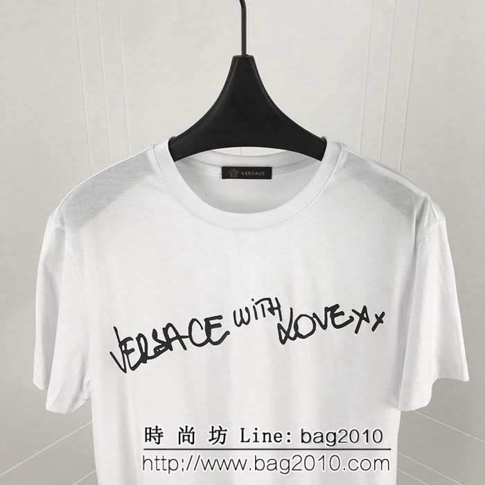 VERSACE範思哲 19ss早春新款短袖 簡約字母印花logo 官網同步 男女同款 ydi2125